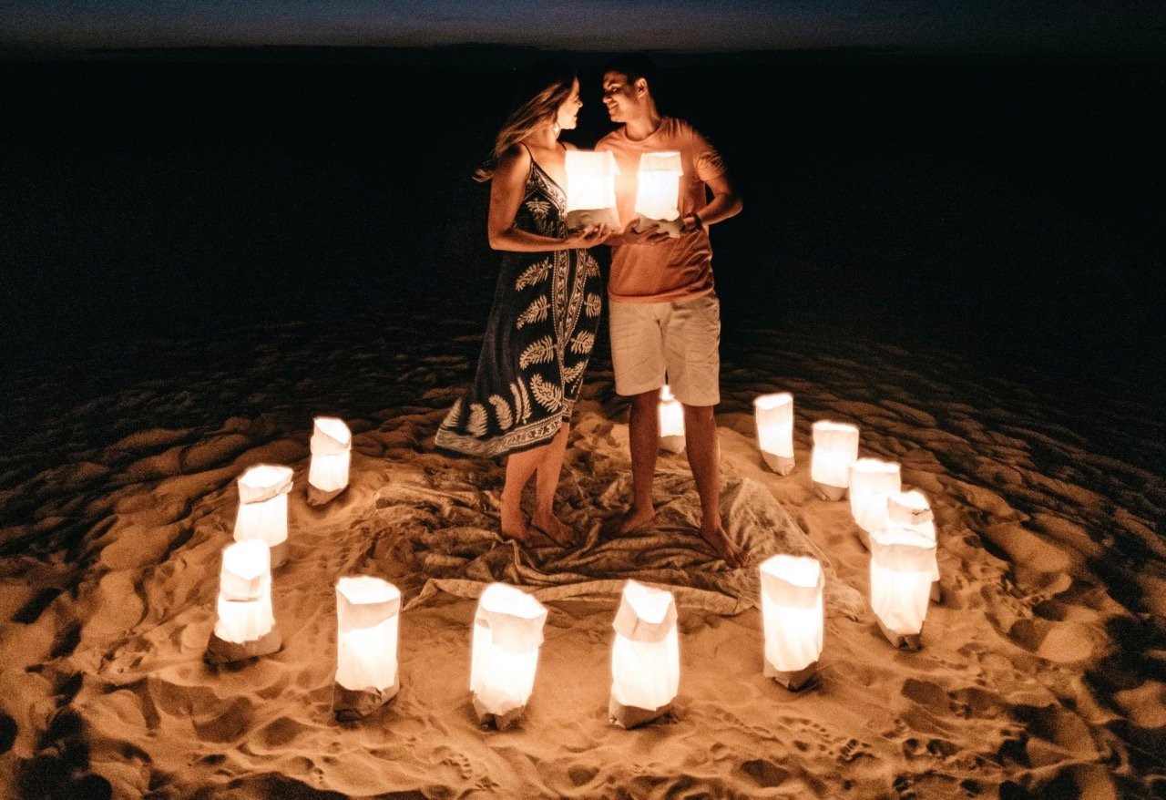 Candle Light Dinner At Beach